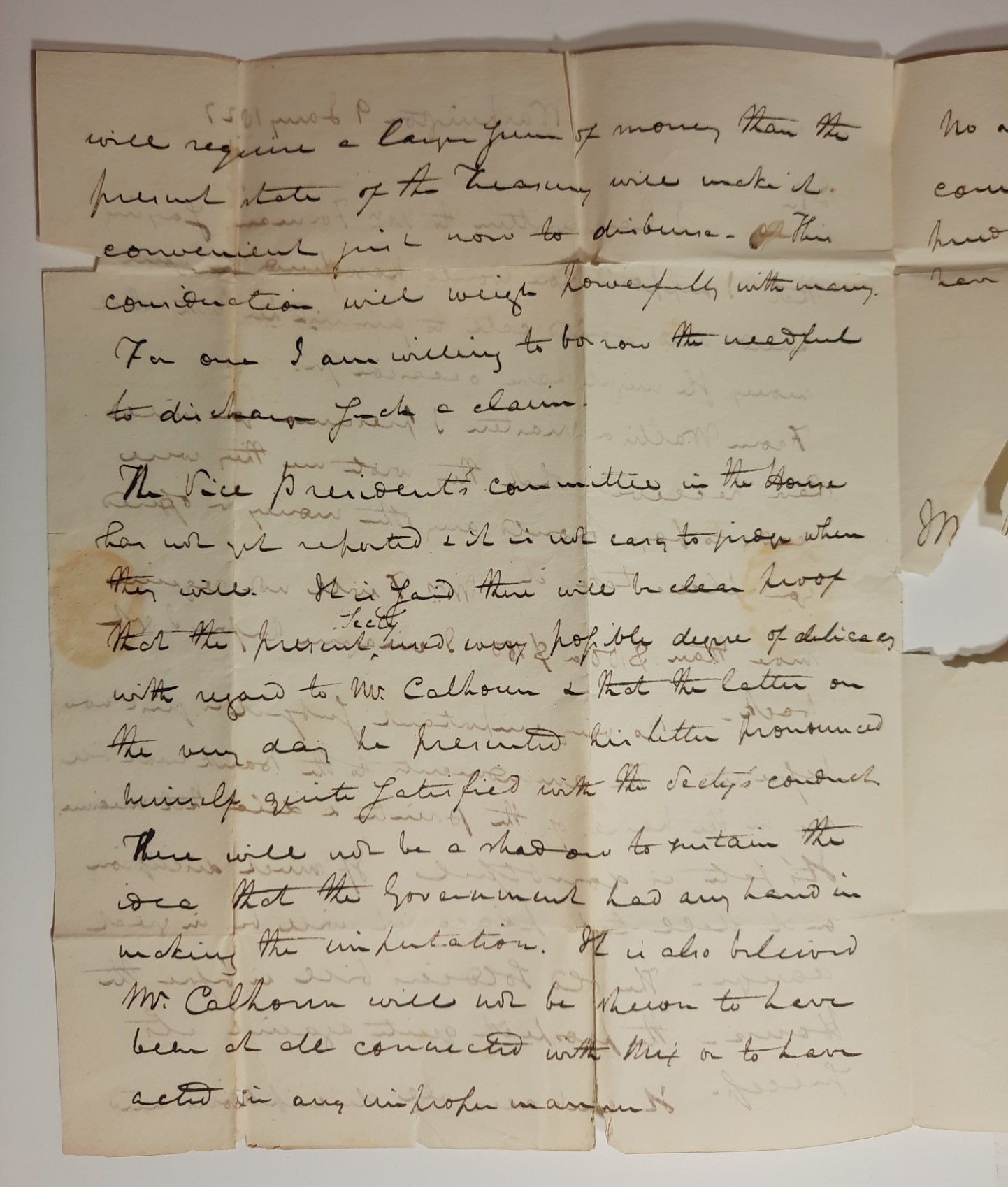 1827 US Senator Ezekiel Chambers, Maryland, signed letter, manuscript free frank