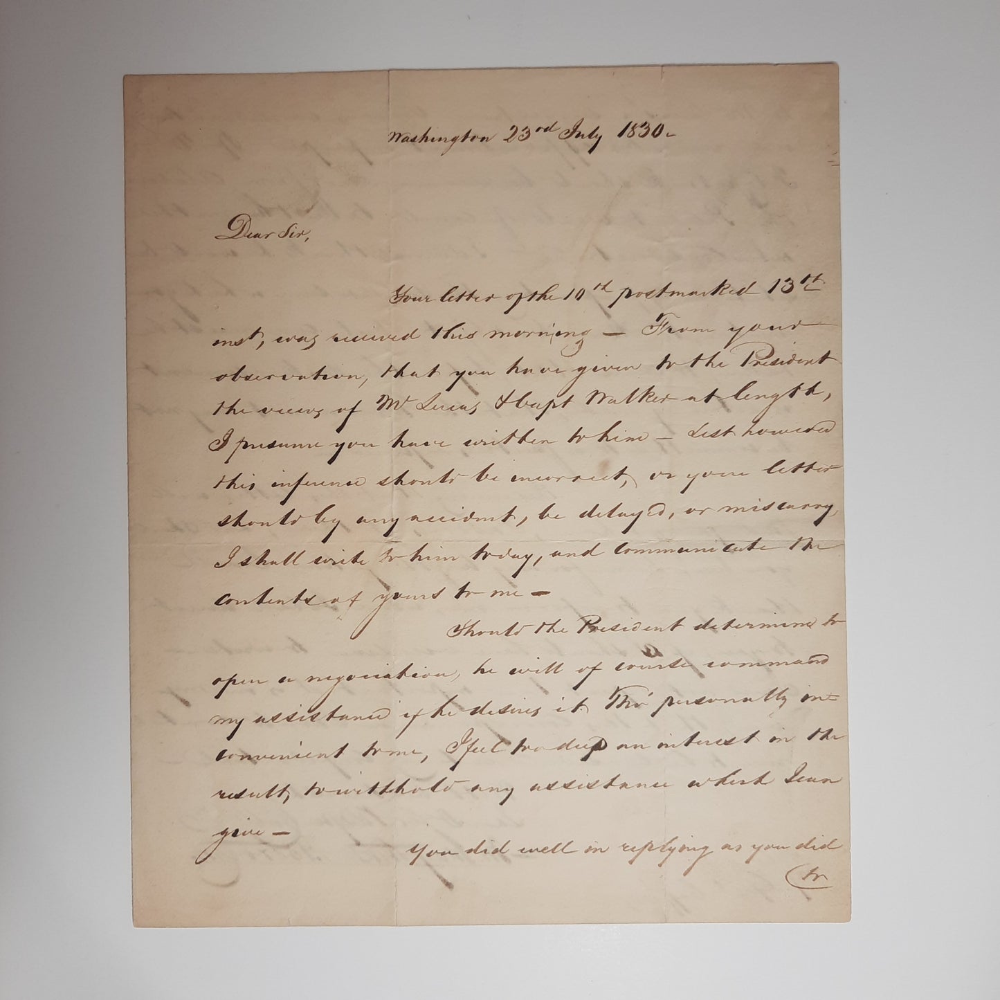 1830 Attorney General John MacPherson Berrien ALS to General John Coffee (Andrew Jackson)