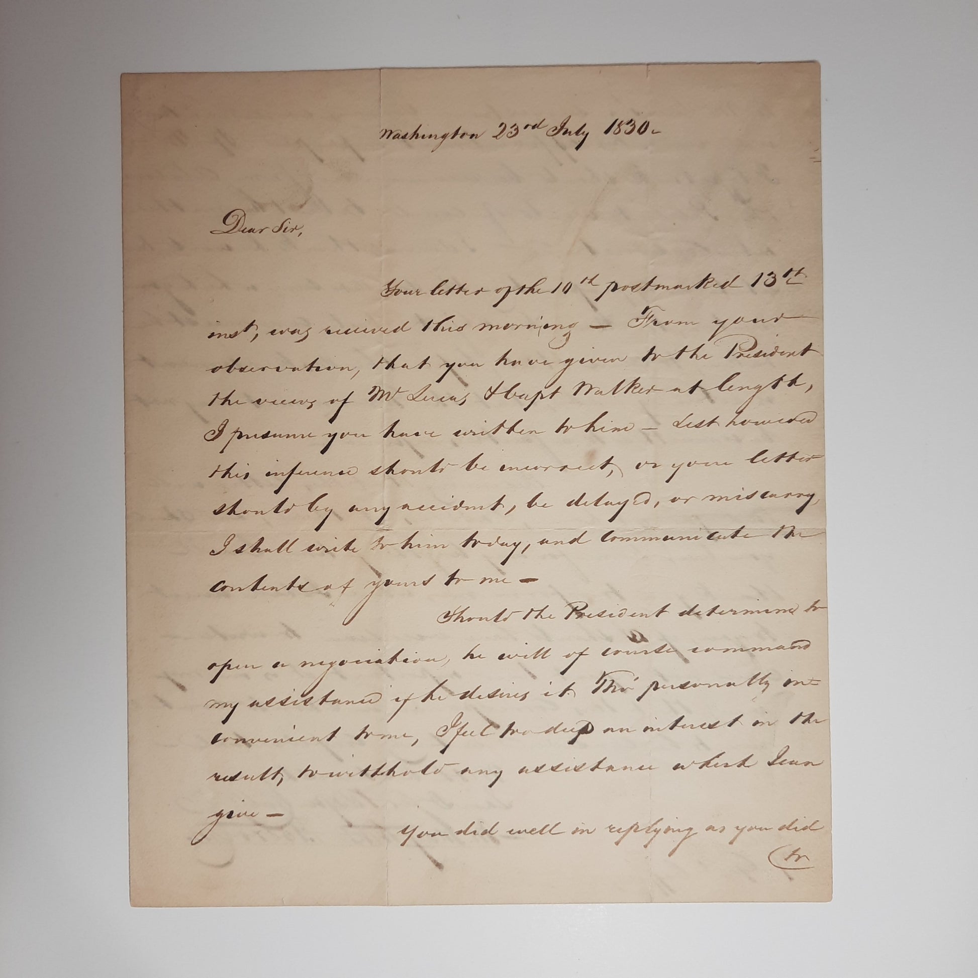 1830 Attorney General John MacPherson Berrien ALS to General John Coffee (Andrew Jackson)