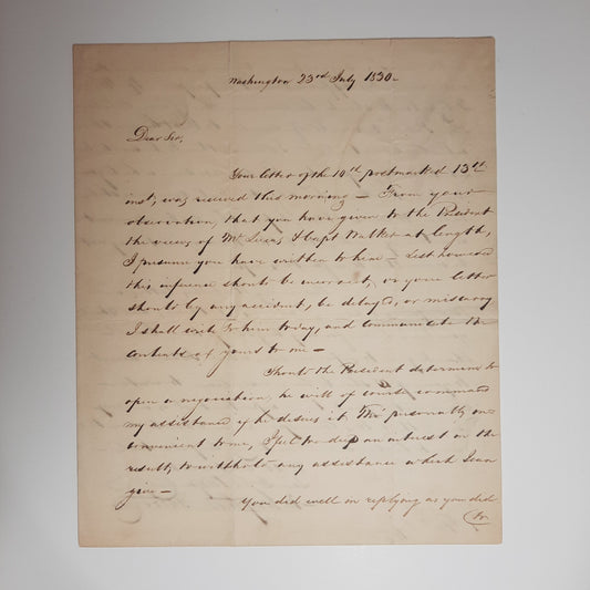 1830 Attorney General John MacPherson Berrien ALS to General John Coffee (Andrew Jackson)
