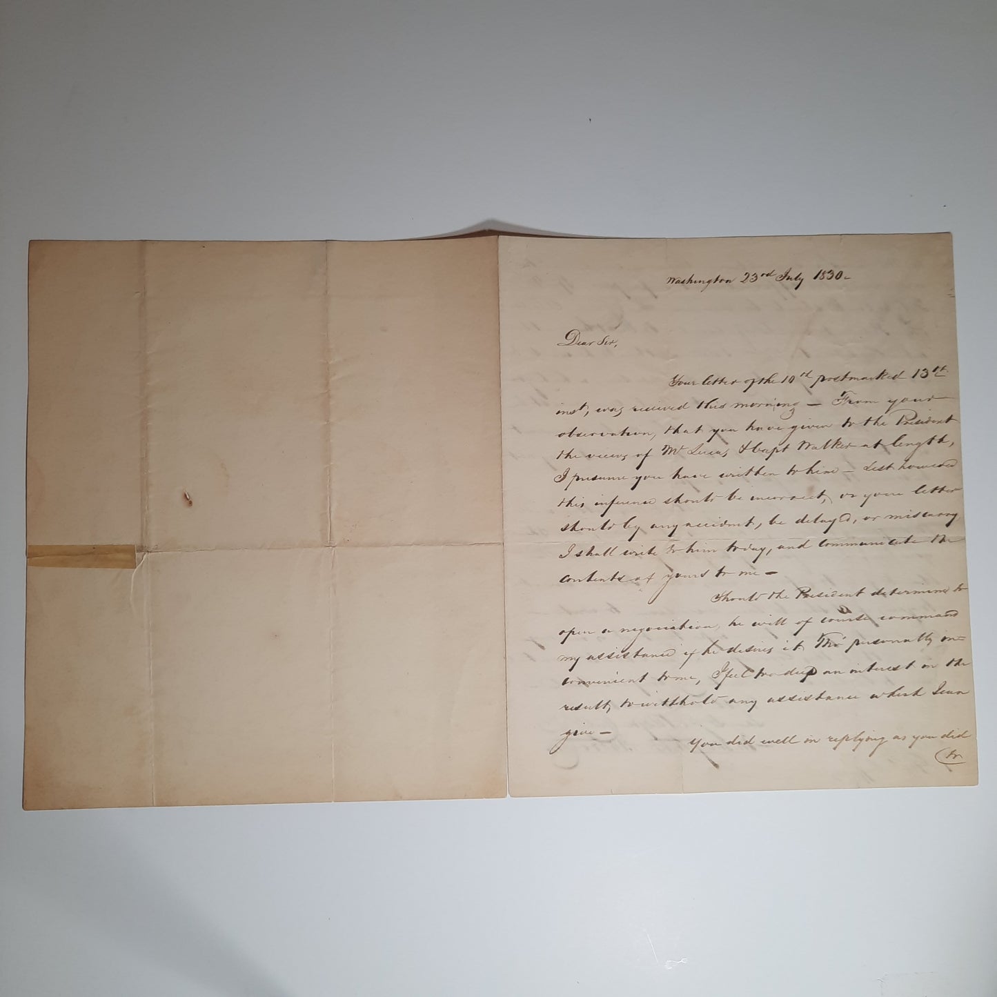 1830 Attorney General John MacPherson Berrien ALS to General John Coffee (Andrew Jackson)