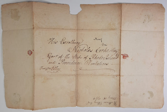 1778 William Ellery, Declaration of Independence Signer, Wartime Autograph, Free Frank, Public Service