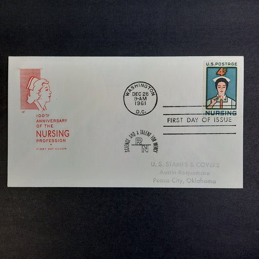 1961 100th Anniversary of Nursing Profession, House of Farnum Cachet, Scott 1190 FDC