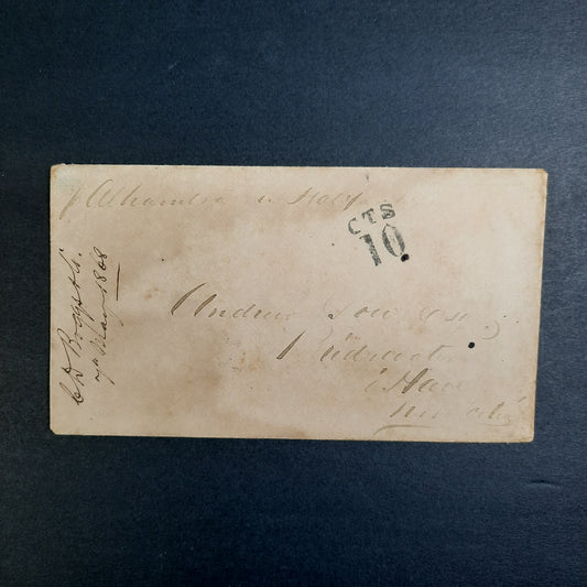 1868 C.D. Boggs Boston Merchant Stampless CDS envelope "CTS 10" to Nova Scotia
