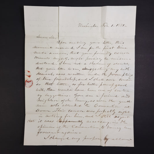 1851 ALS Amos Tuck Congress, New Hampshire, Washington, free franked cover & signed letter