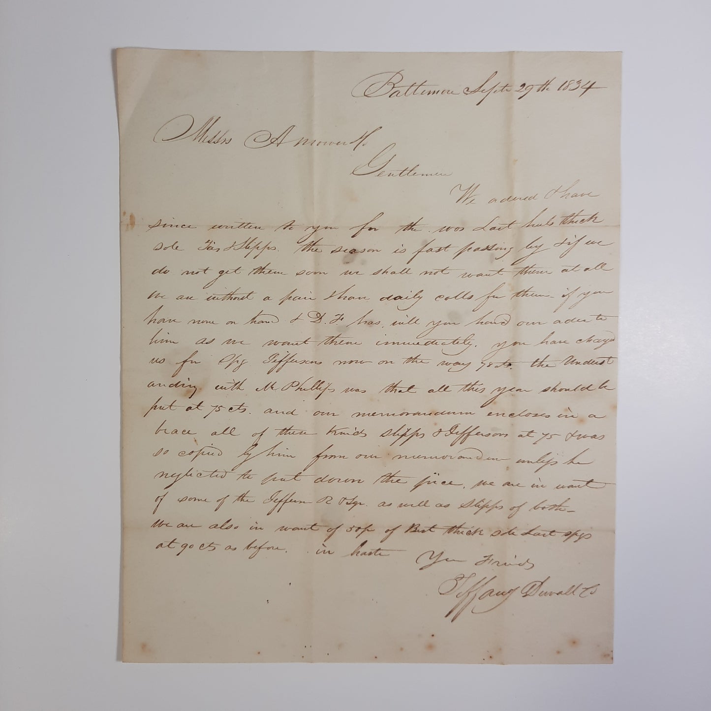 1830 Amos Mower, Cordwainer, Lynn, MA, Women’s Shoes Manufacturer