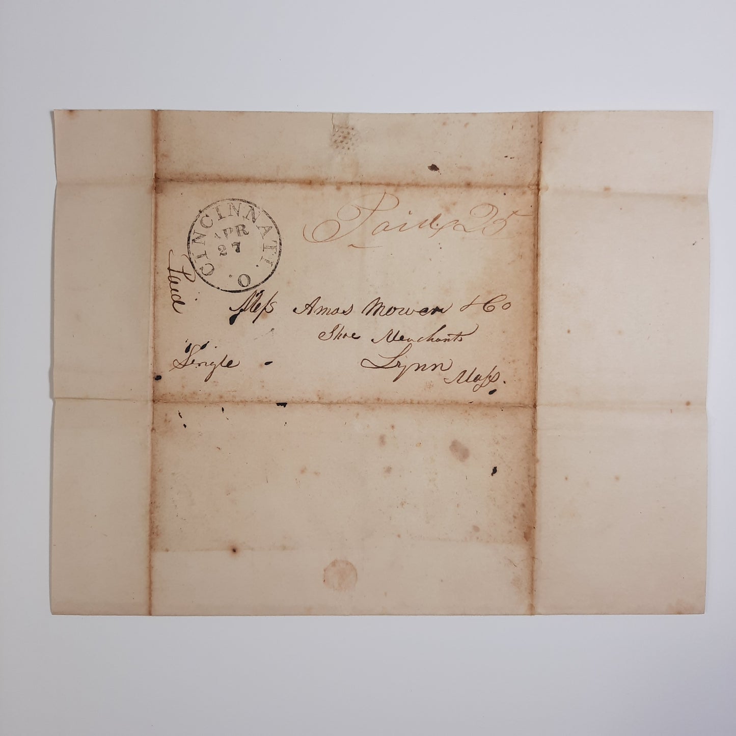 1830 Amos Mower, Cordwainer, Lynn, MA, Women’s Shoes Manufacturer