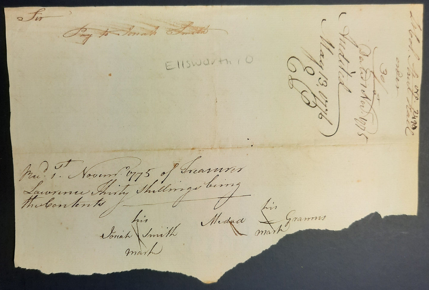 1775 Oliver Ellsworth DS, Revolutionary War