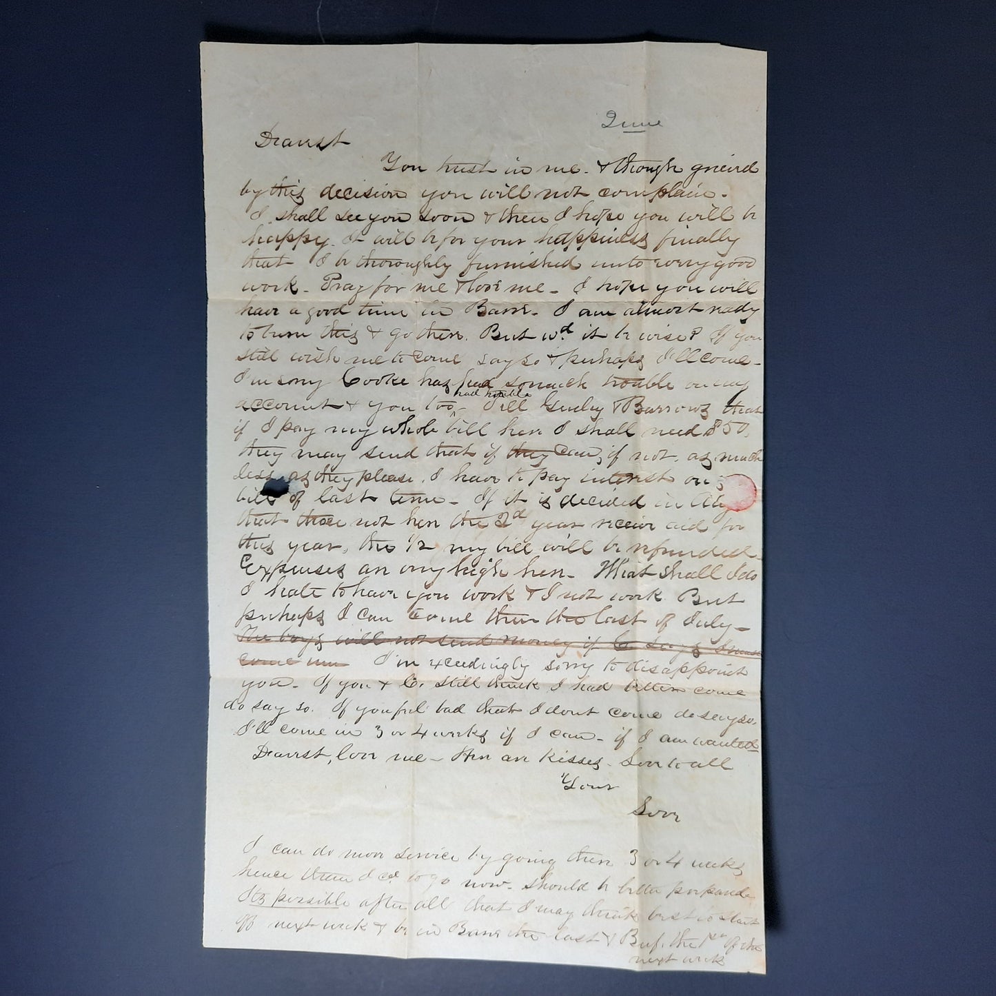 Andover, Massachusetts MS CDS, Paid 18 3/4 rate Essex Co. folded letter Buffalo, NY