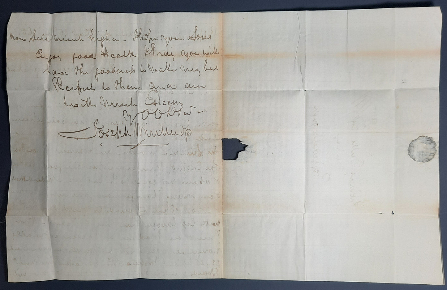 1801 Joseph Winthrop Charleston South Carolina signed letter