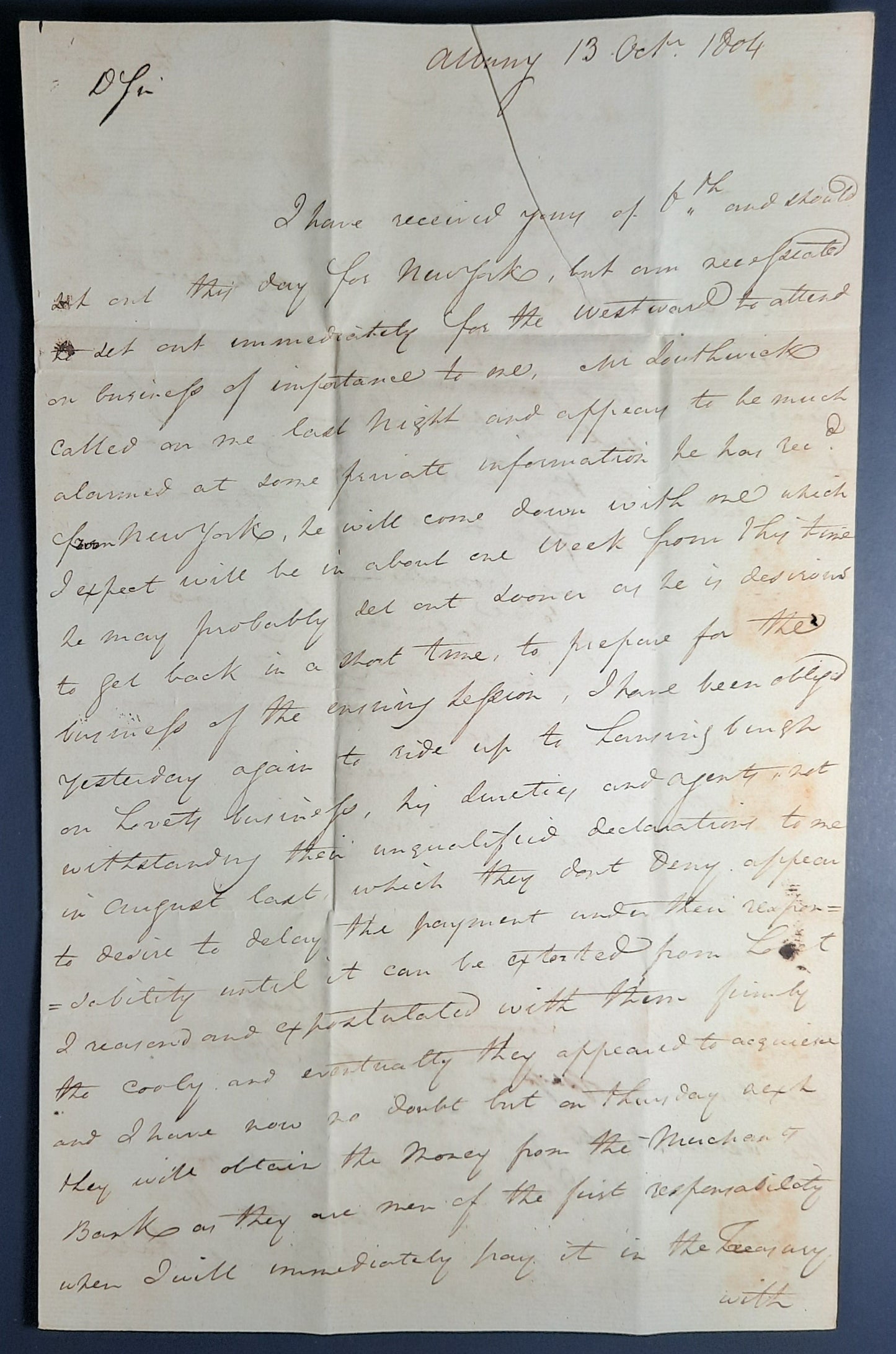 1804 NY Federalist Daniel Hale signed letter ALS