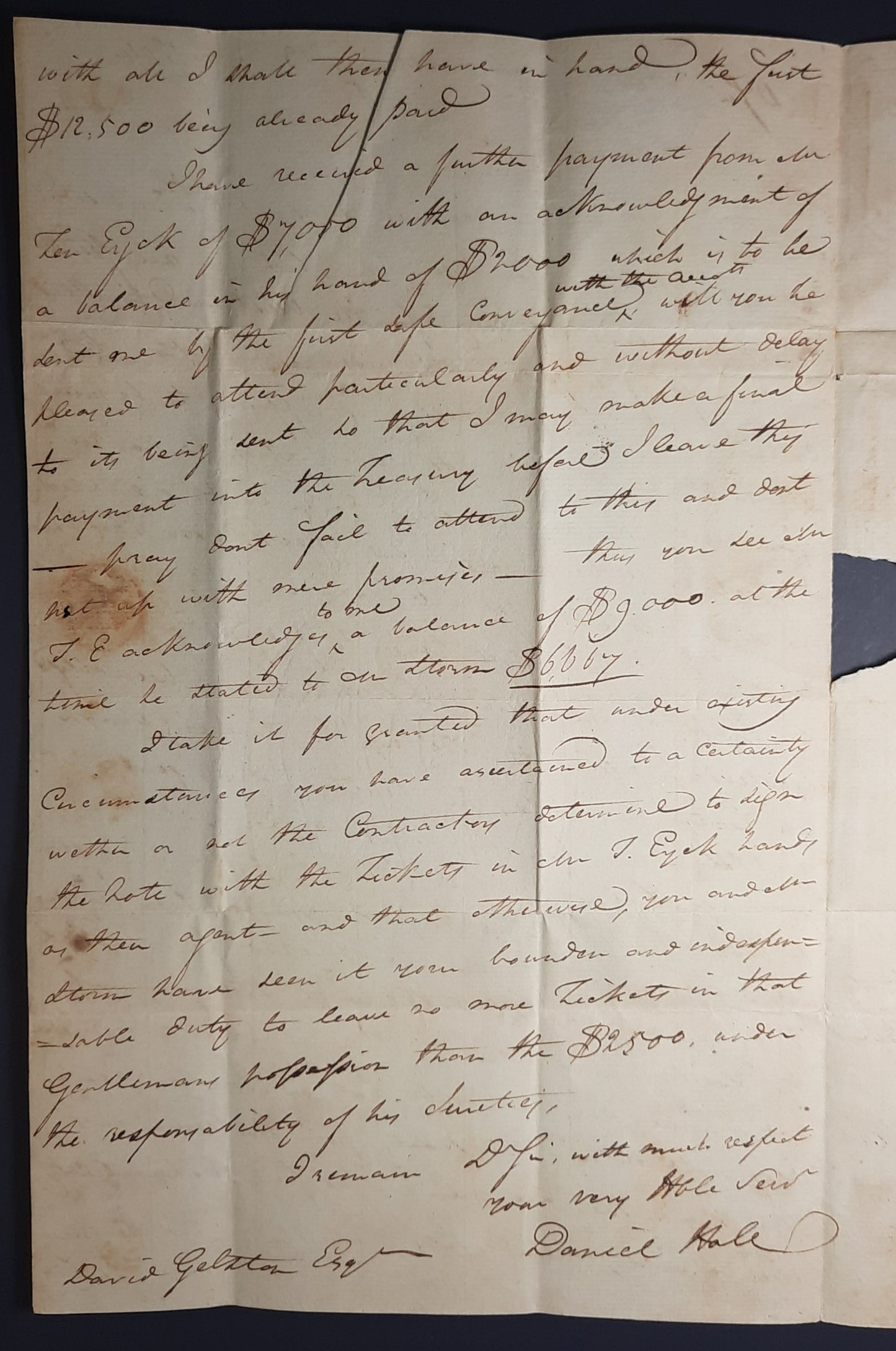 1804 NY Federalist Daniel Hale signed letter ALS
