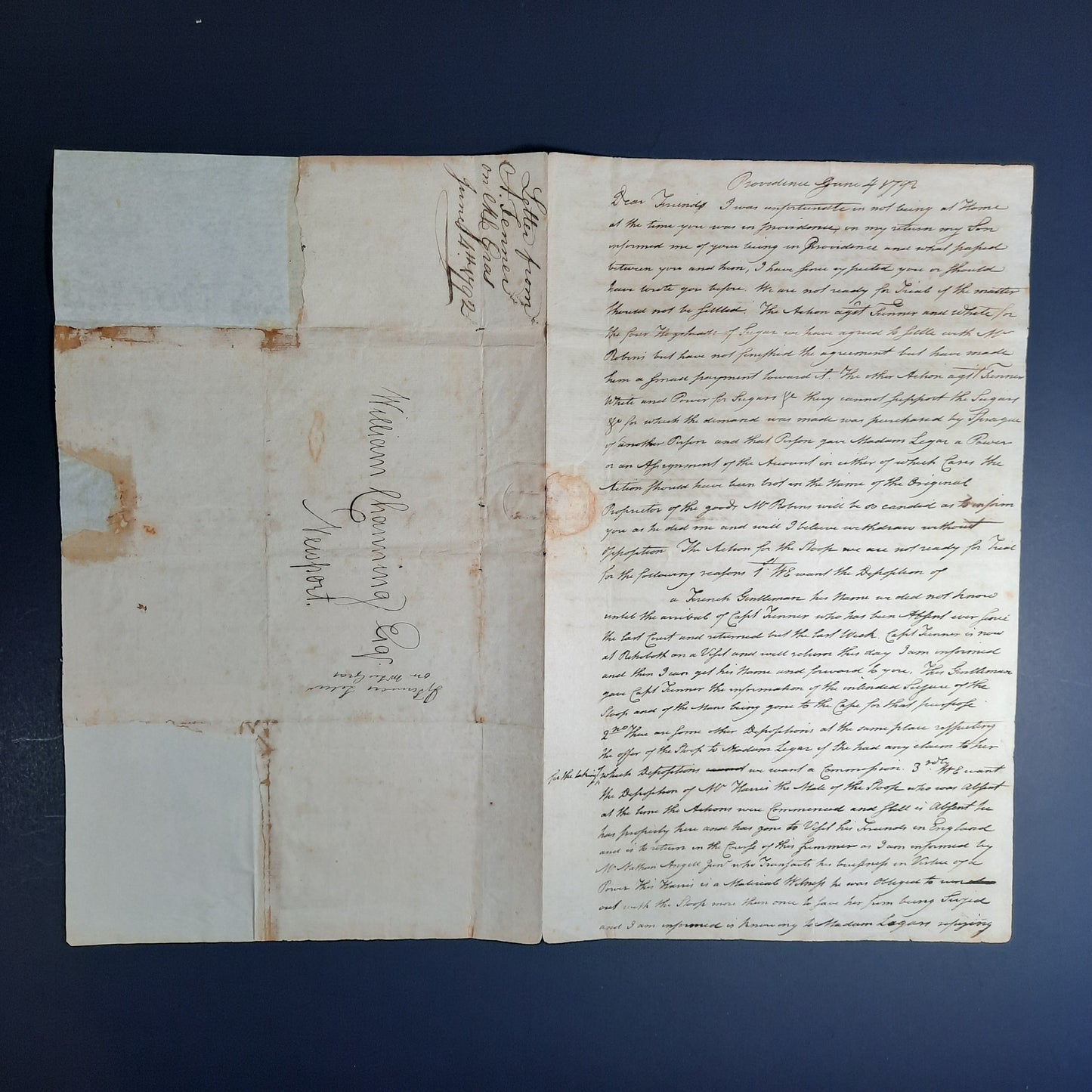 1792 Anti-Federalist Rhode Island Governor Arthur Fenner Signed Letter