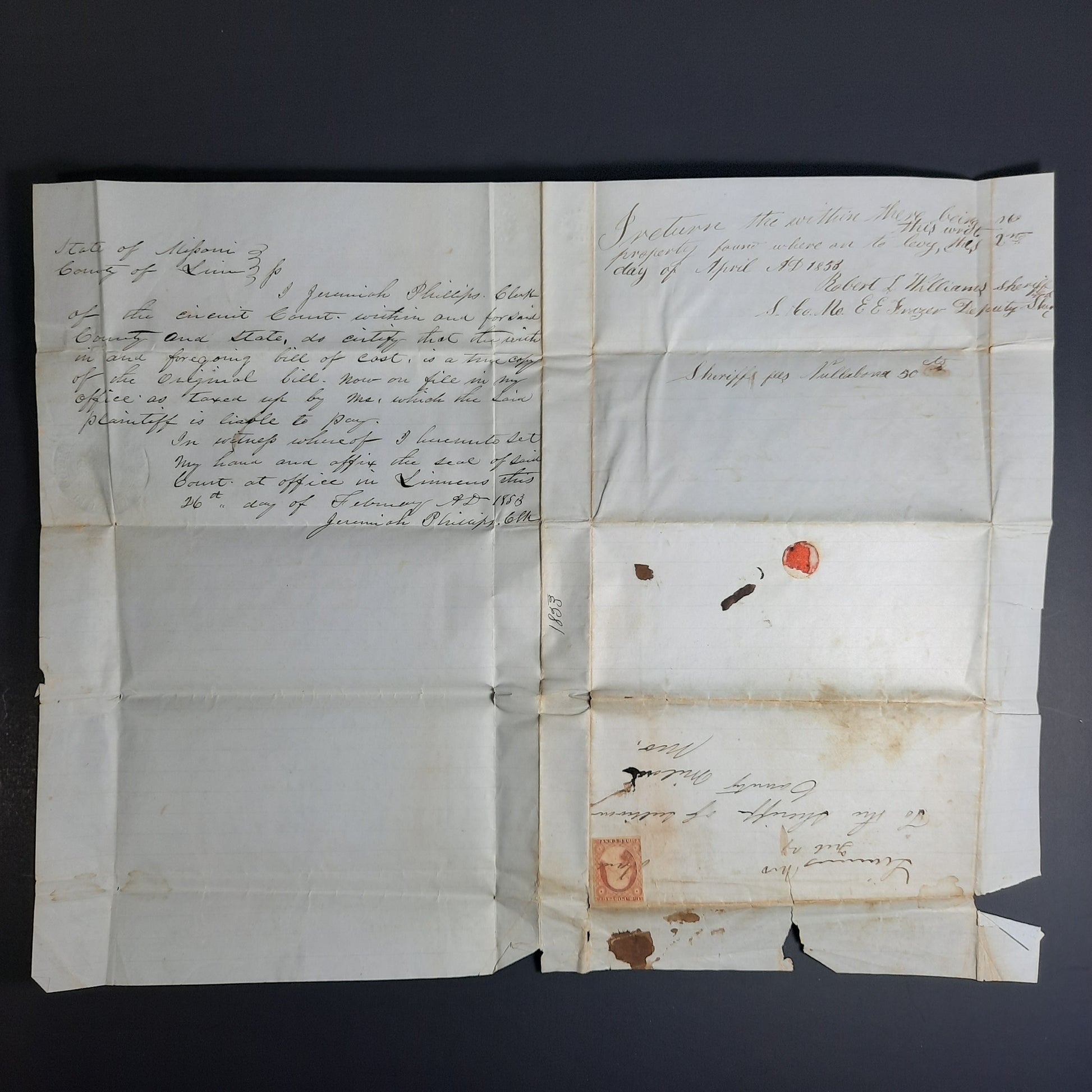 1853 Linneus Missouri Divorce