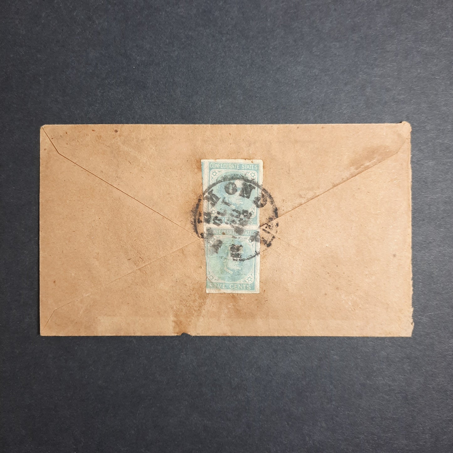 1862 Confederate States, Stamps on back cover, Richmond, Virginia