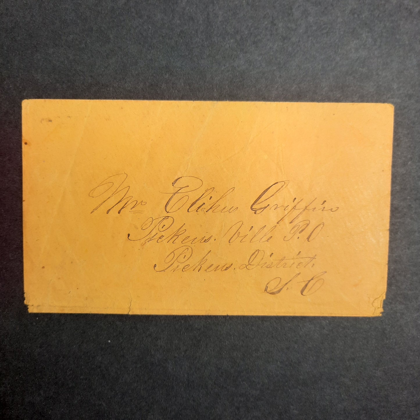 1862 Confederate States Cover Sgt. Griffin South Carolina Cavalry SC# 4