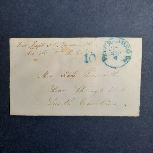 1861-5 Confederate States Cover CSA Captain John C. Winsmith 1st South Carolina