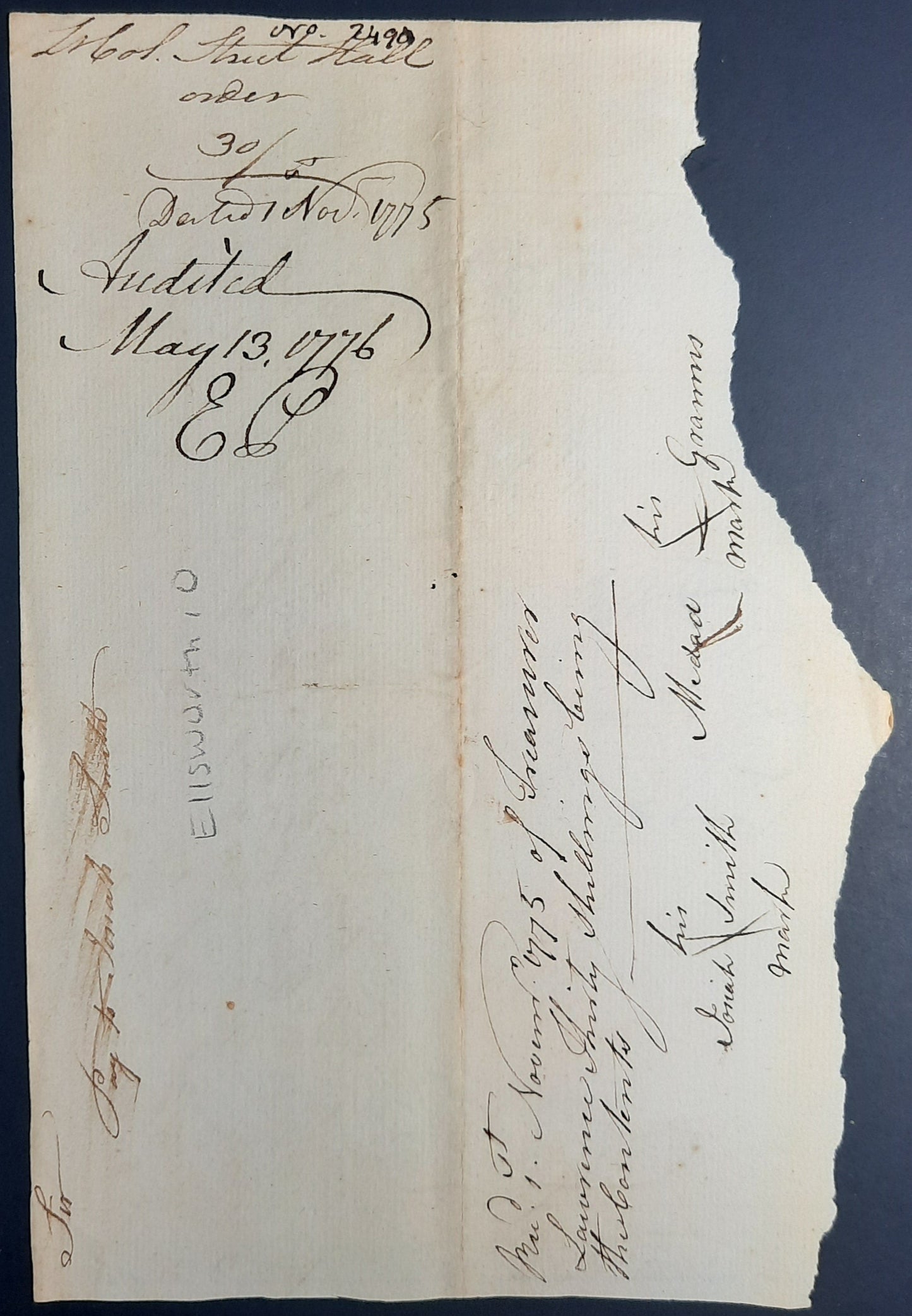 1775 Oliver Ellsworth DS, Revolutionary War