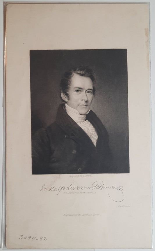 John MacPherson Berrien, US Senator from Georgia 1840s-1850s engraving