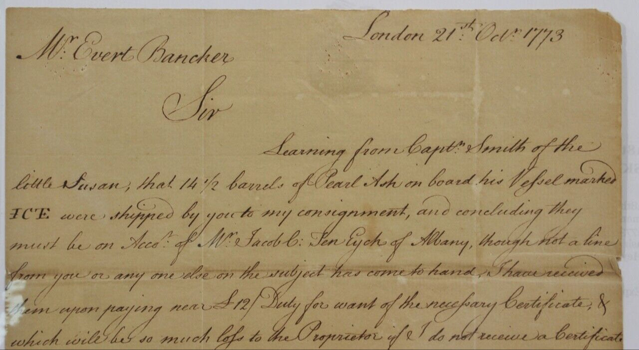 1773-1774 Dirk Vanderheyden to Evert Bancker