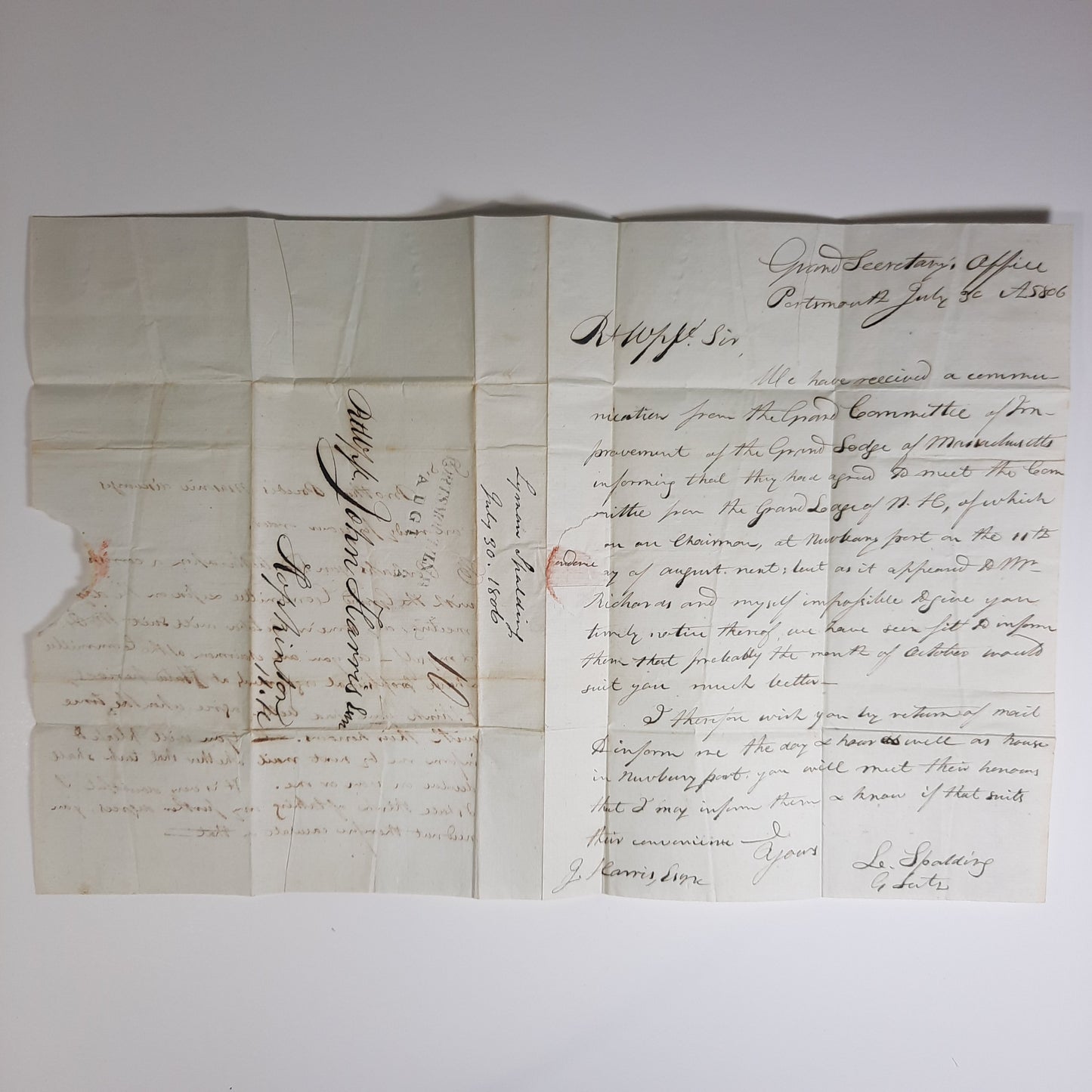 1806 Dr. Lyman Spalding, ALS Autograph Letter