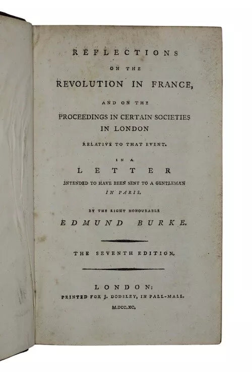 1790 Reflections on the Revolution in France, Edmund Burke, 3rd edition, 5th impression, 1st year printed