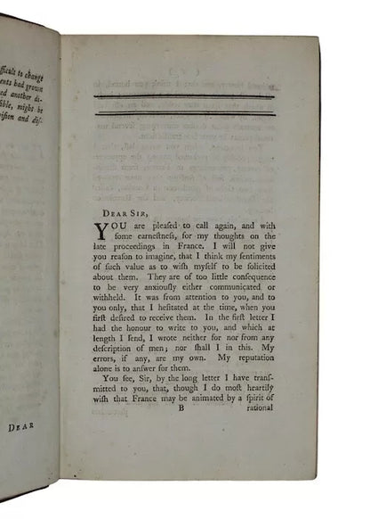 1790 Reflections on the Revolution in France, Edmund Burke, 3rd edition, 5th impression, 1st year printed