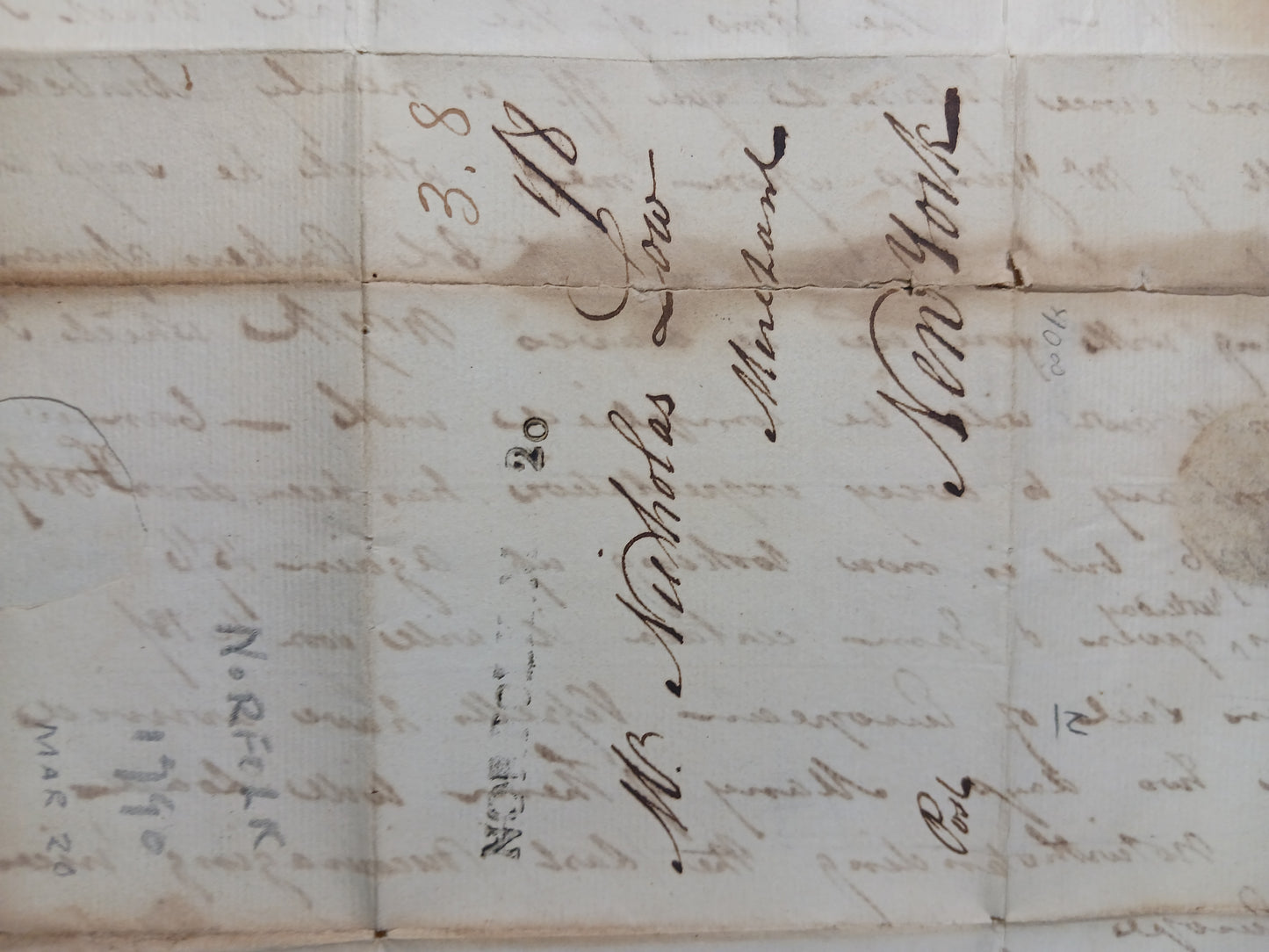 1790 Moses Myers ALS (Stephen Girard agent), Robert Taylor & Jonathan Lawrence thrice signed Norfolk, VA straightline letter to Nicholas Low, New York CIty