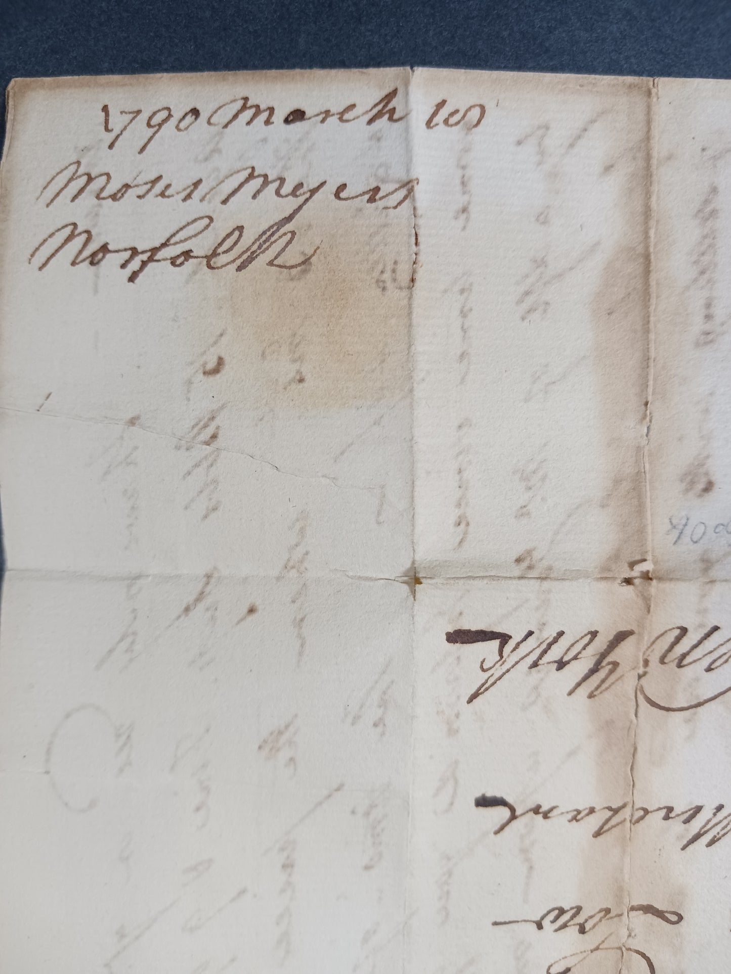 1790 Moses Myers ALS (Stephen Girard agent), Robert Taylor & Jonathan Lawrence thrice signed Norfolk, VA straightline letter to Nicholas Low, New York CIty