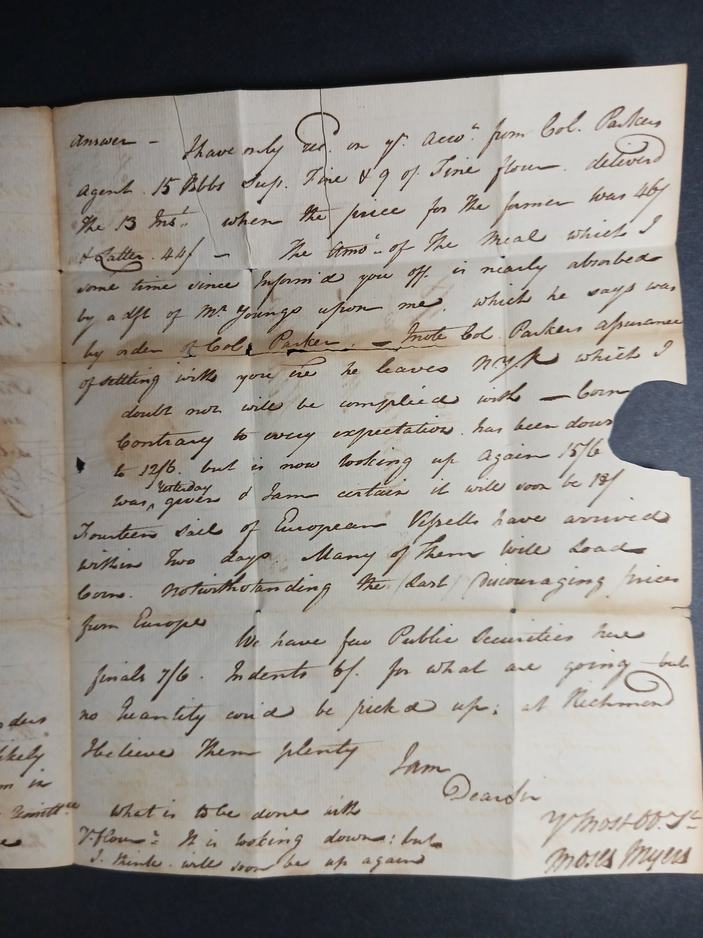 1790 Moses Myers ALS (Stephen Girard agent), Robert Taylor & Jonathan Lawrence thrice signed Norfolk, VA straightline letter to Nicholas Low, New York CIty