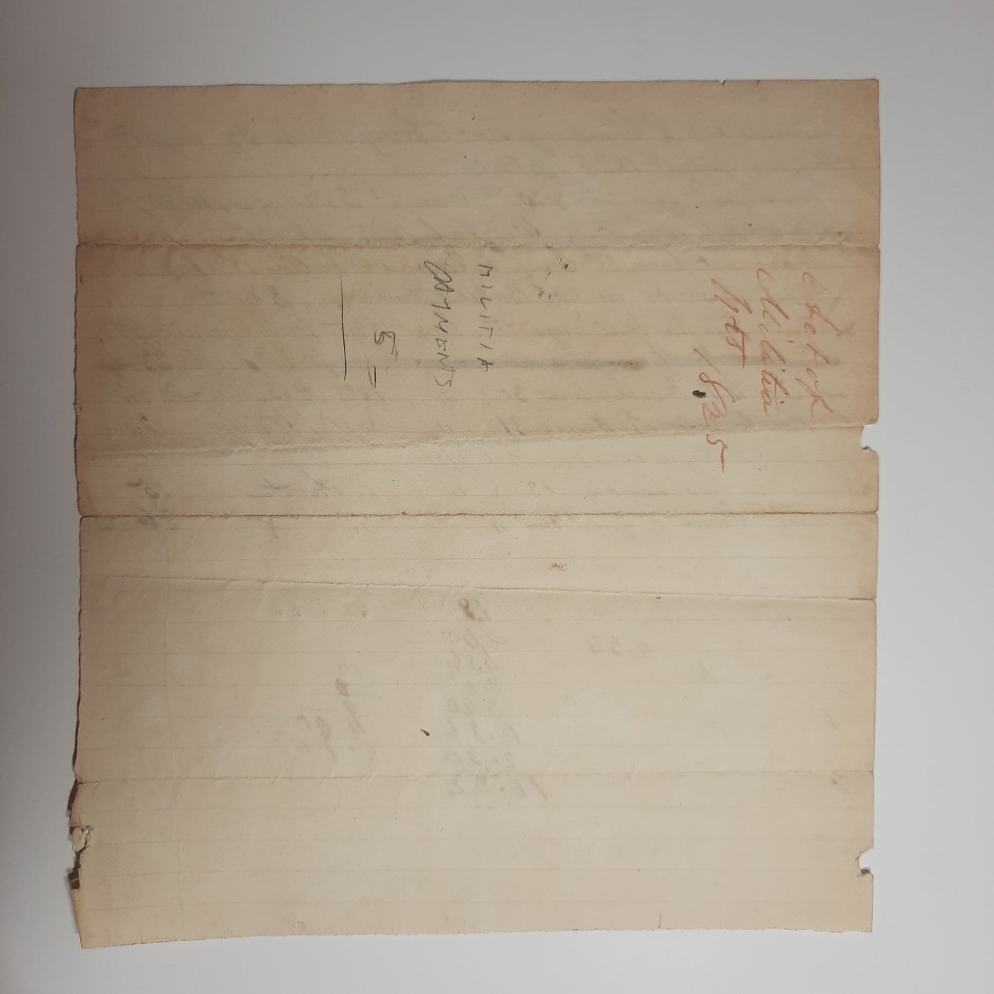 1825 Militia Document 3rd & 5th Company warrants, Captain Hickox to Henry Parke, unsigned