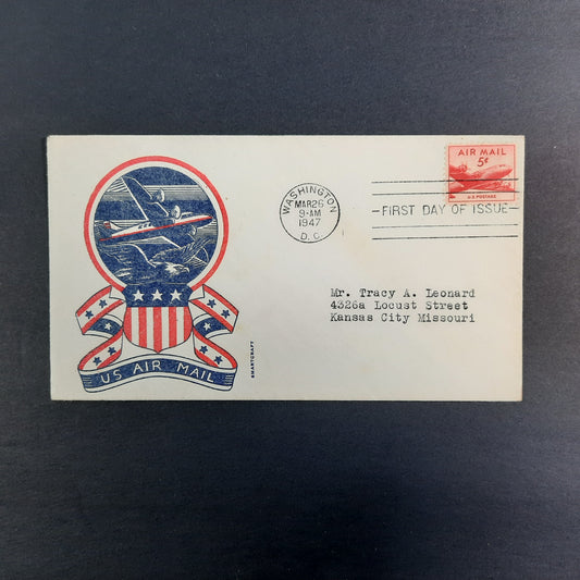 1947 US Air Mail Smartcraft Cachet DC-4 Skymaster Scott C33 March 26 Washington DC FDC