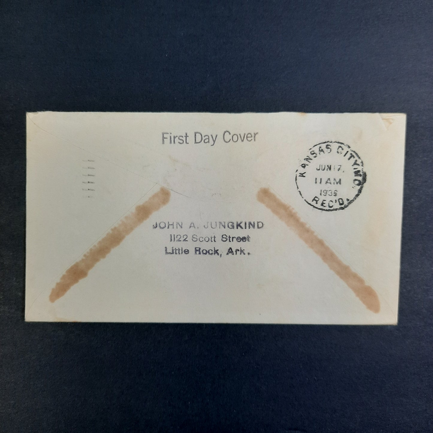 1936 Arkansas Centennial Old State House Cachet, Little Rock June 15 Scott 782