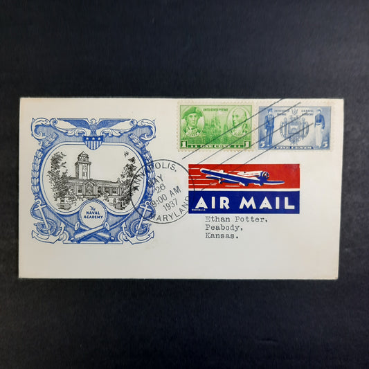 1936 US Naval Academy Annapolis Airmail Cachet May 26 Scott 794 First Day of Issue tied  with 790