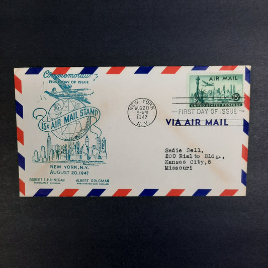 1947 Airmail Commemorative First Day of Issue New York City, NY August 20, C35