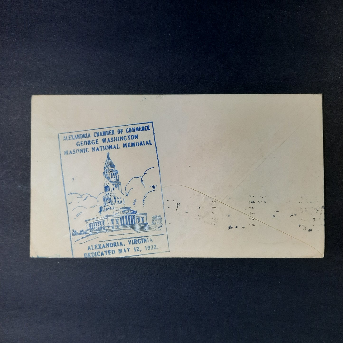 1932 George Washington Masonic National Memorial Cachet Alexandria Chamber of Commerce, VA Temple Station, Scott 707 pair