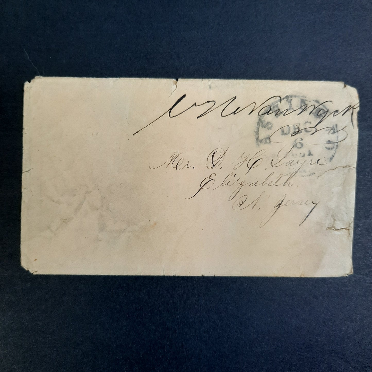 1861 Charles Henry Van Wyck, MC, Congressional Free Frank Cover, Washington December 6 to NJ