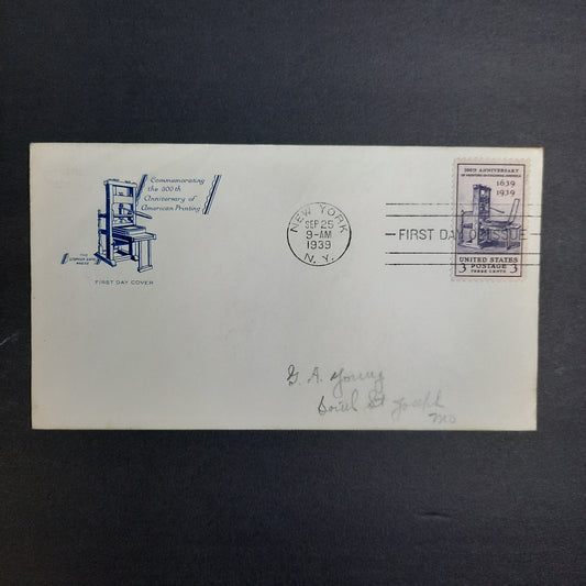 1939 Stephen Daye Press Cache, 300th Anniversary of Printing in Colonial America,  New York, FDC