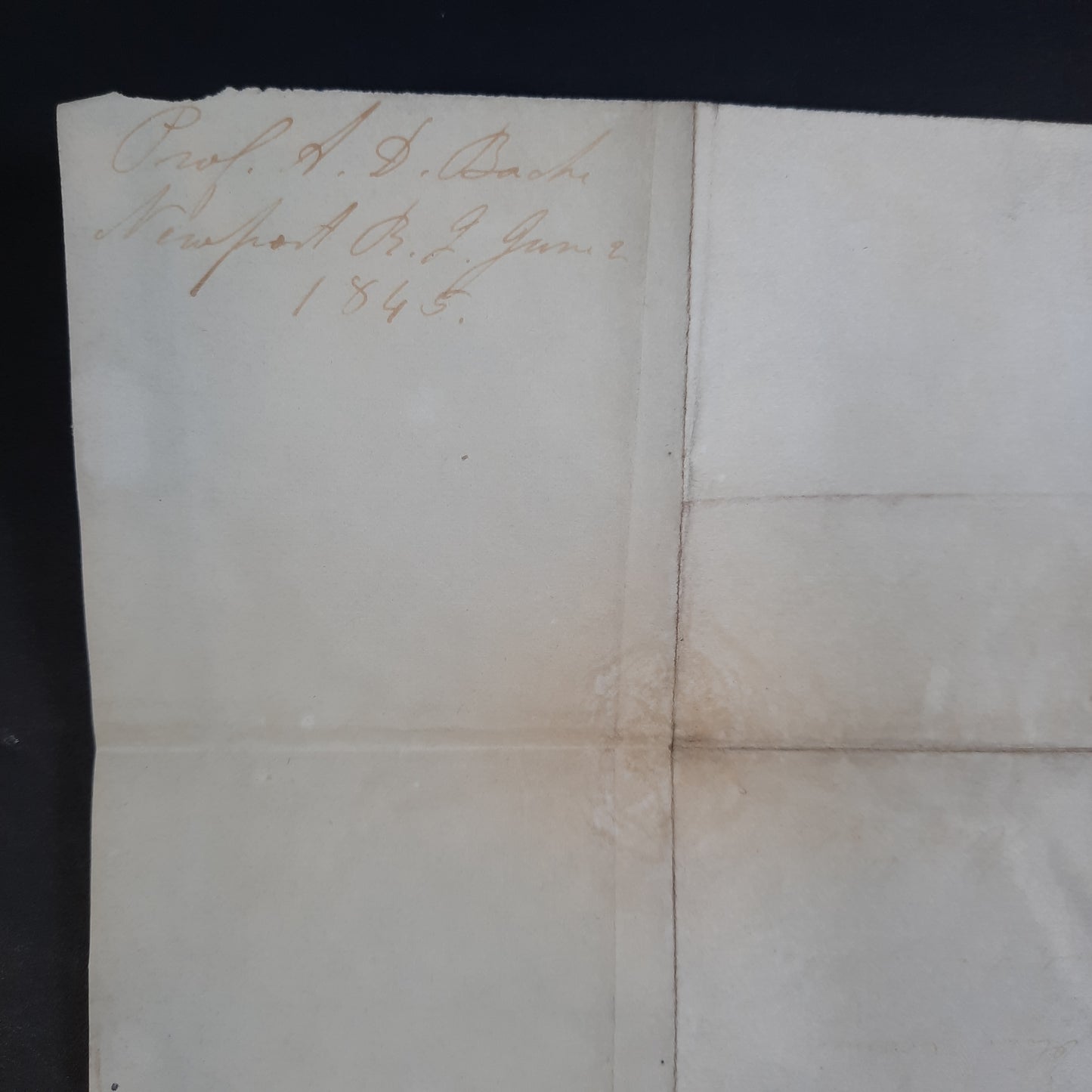 1845 New Port, Rhode Island Stampless Folded Envelope, Red CDS, Paid 18