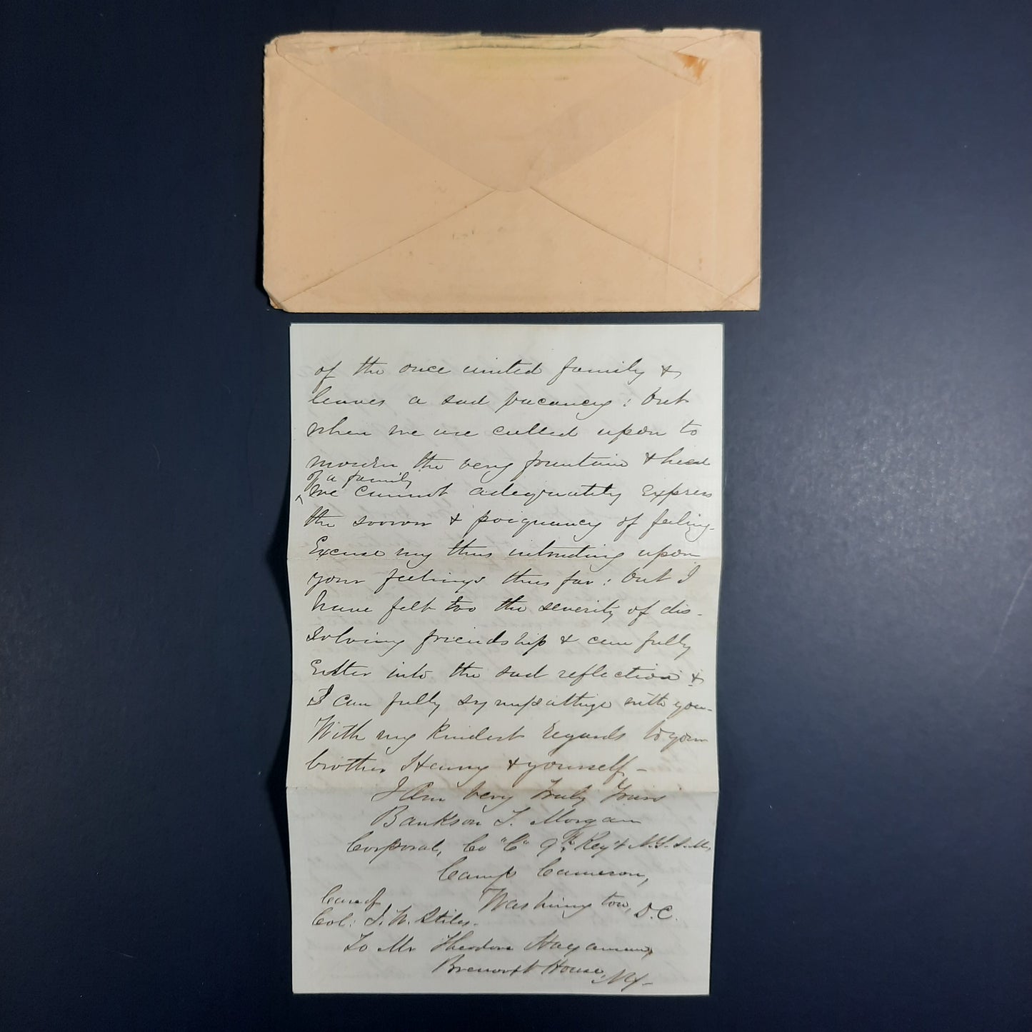 1861 July 12 Bankson Morgan letter, 9th New York Volunteers, Hawkins Zouaves Civil War ALS w Stephen Baker's Congressional free frank