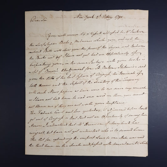 1790 1st NC US Senator Samuel Johnston signed letter to James Iredell re Supreme Court opening, nominated by Washington 6 days later