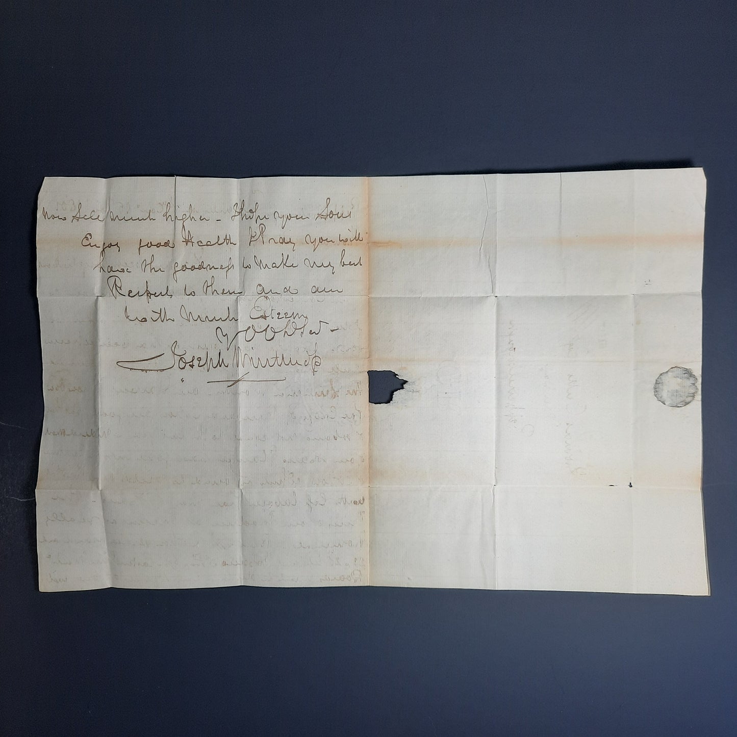 1801 Joseph Winthrop Charleston South Carolina signed letter to Thomas Cutts, Merchant, Pepperellborough, Massachusetts ALS SHIP CDS