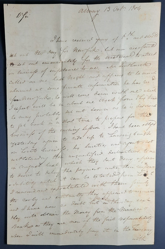 1804 NY Federalist Daniel Hale signed letter ALS