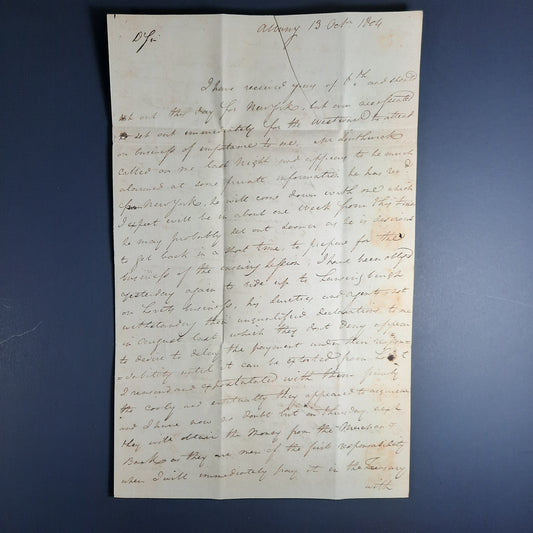 1804 NY Federalist Daniel Hale signed letter ALS w Albany CDS cover to David Galston US Custom House