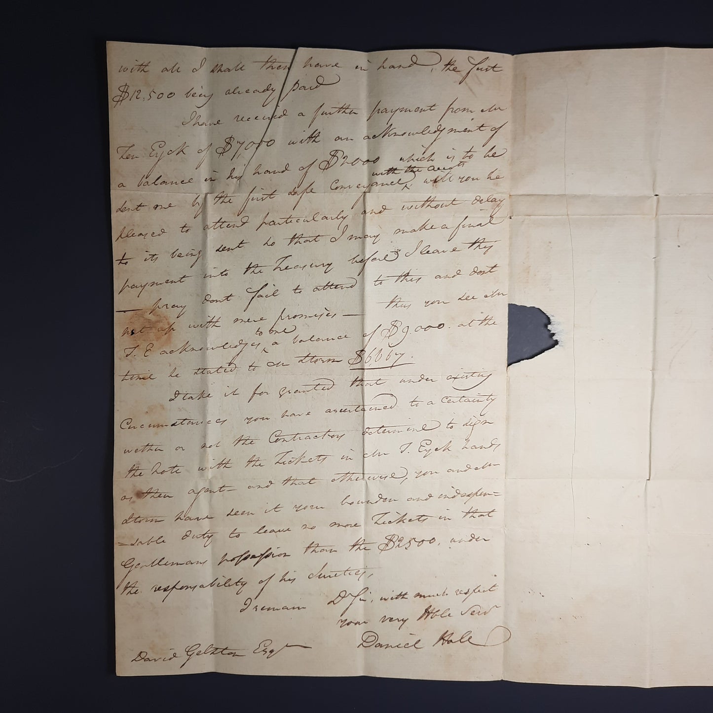 1804 NY Federalist Daniel Hale signed letter ALS w Albany CDS cover to David Galston US Custom House