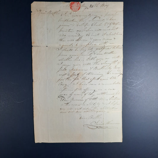 1809 Josiah Sherman signed letter to brother Roger Minott Sherman, ALS w Albany NY CDS to Fairfield Connecticut