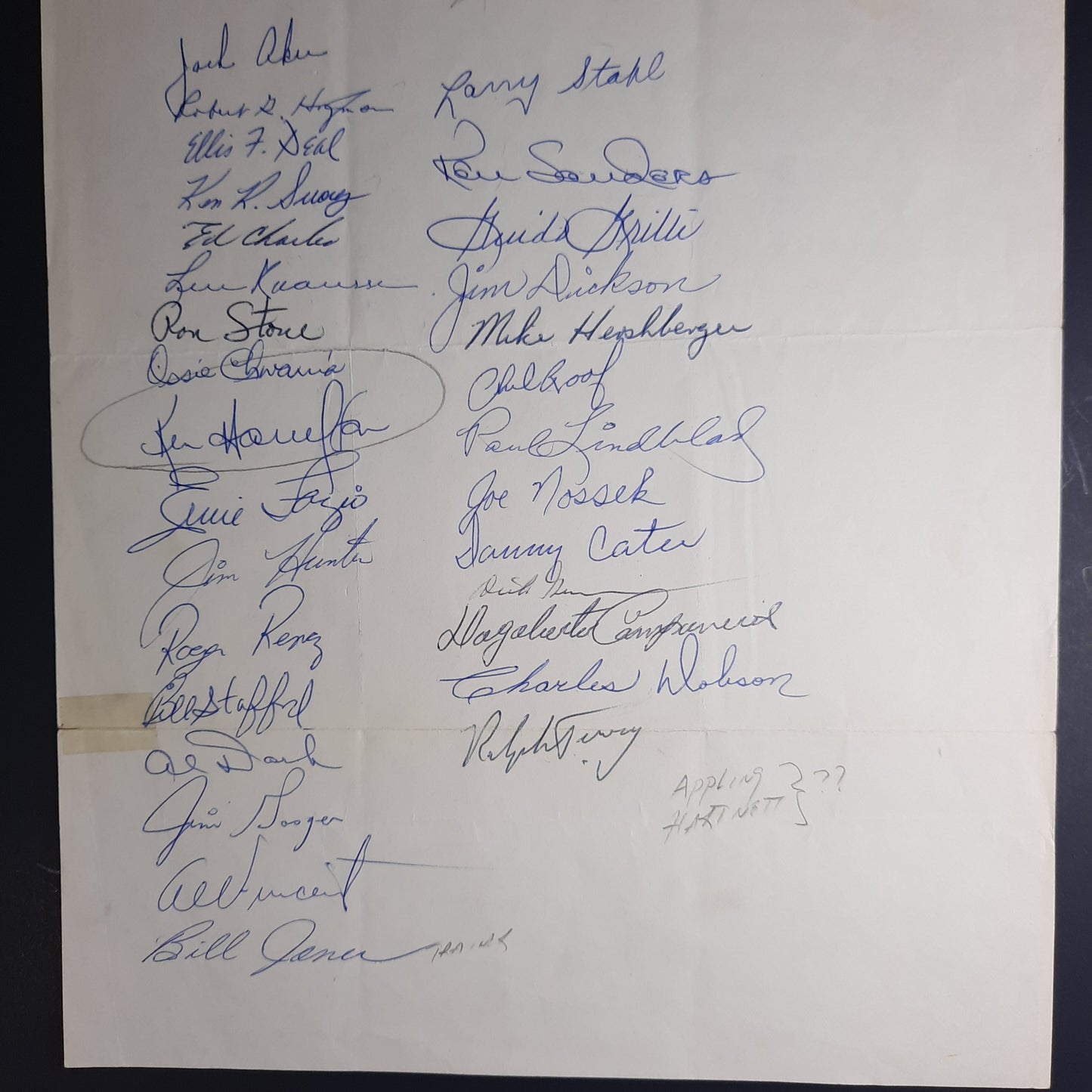 1966 Kansas City Athletics Team-signed Major League Baseball Player's Association autograph union document