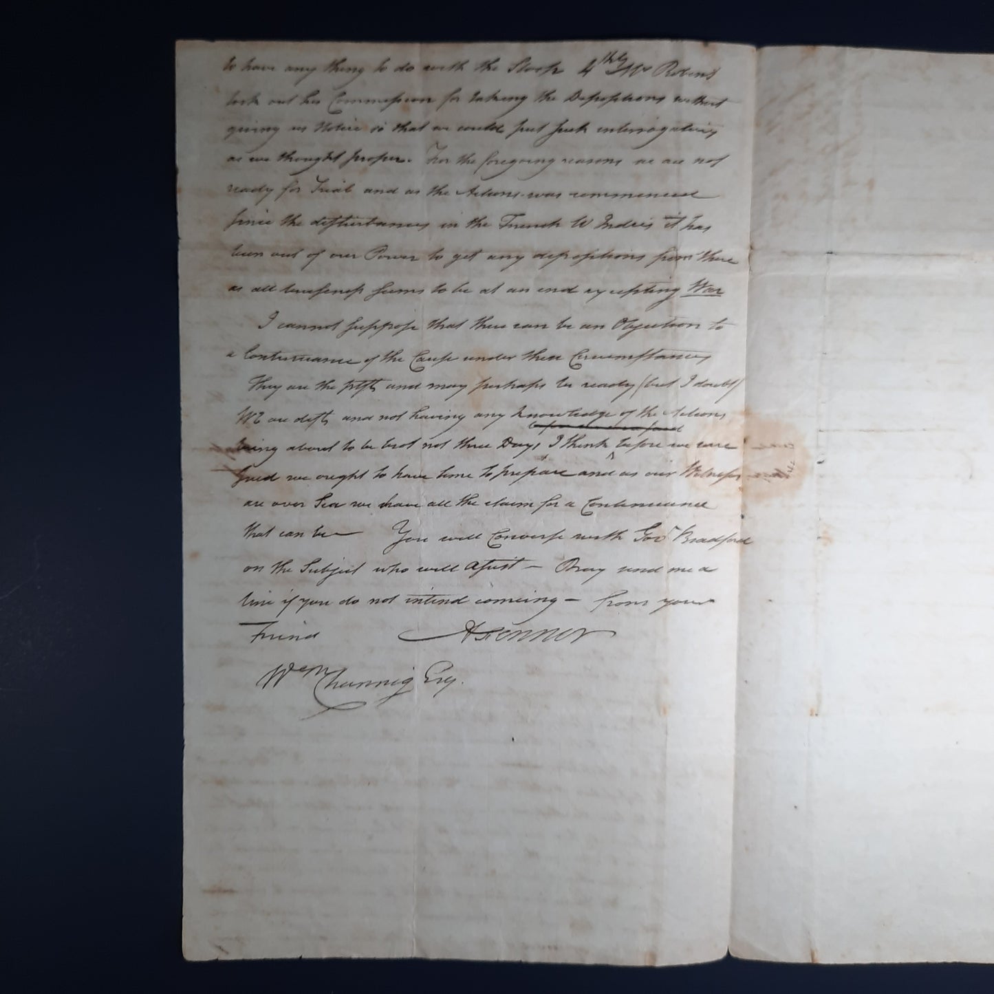 1792 Anti-Federalist Rhode Island Governor Arthur Fenner signed 2 page letter to US Attorney William Channing