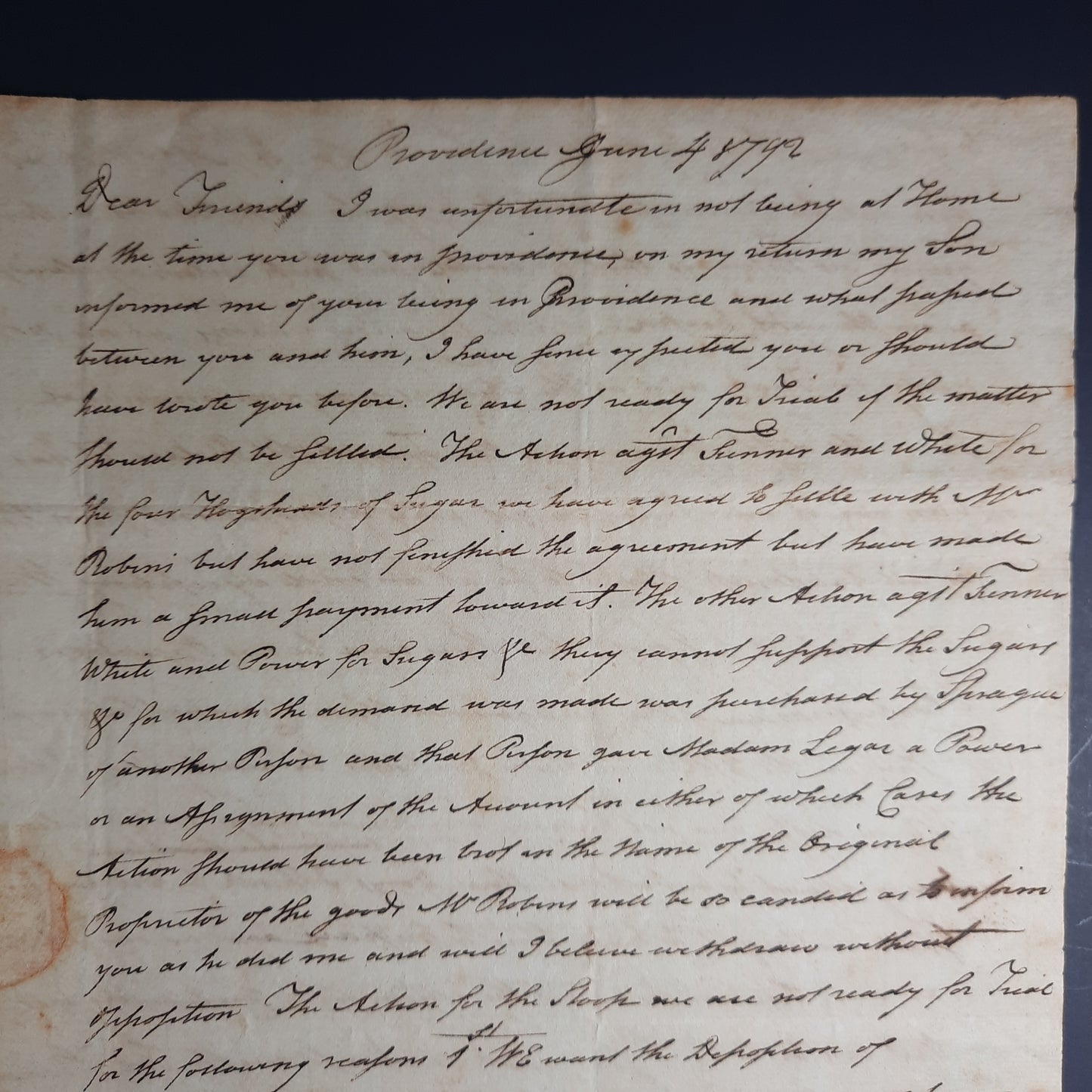 1792 Anti-Federalist Rhode Island Governor Arthur Fenner signed 2 page letter to US Attorney William Channing