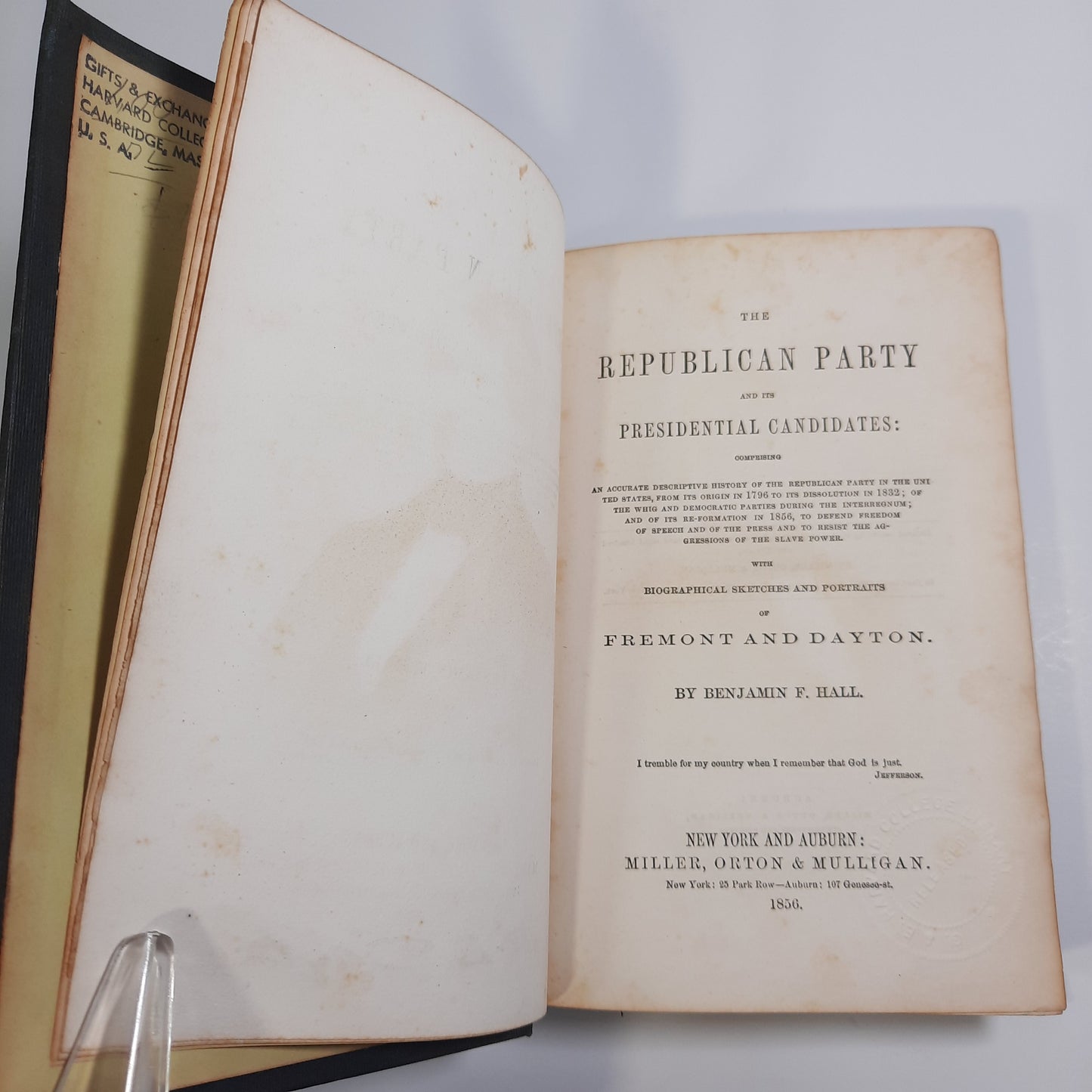 1856 The Republican Party and its Presidential Candidates, John Charles Fremont & William Lewis Dayton, 1796-1832, 1854-1856, 1st Edition